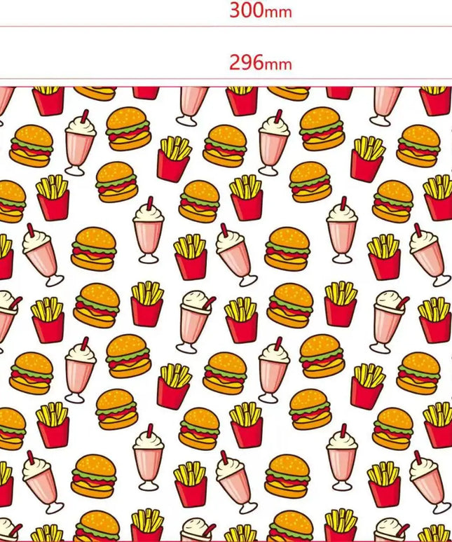 Burger Theme Grease Proof Paper  300mm x 200mm 500's Value Pack Perth