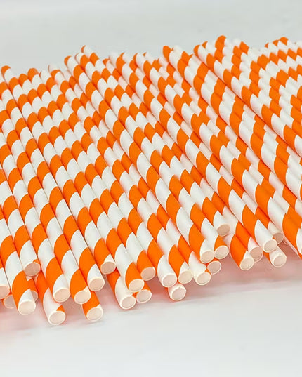 Straws Paper 6mm (Orange & White) 1000's