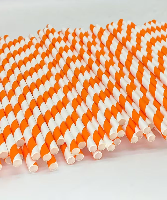 Straws Paper 6mm (Orange & White) 1000's