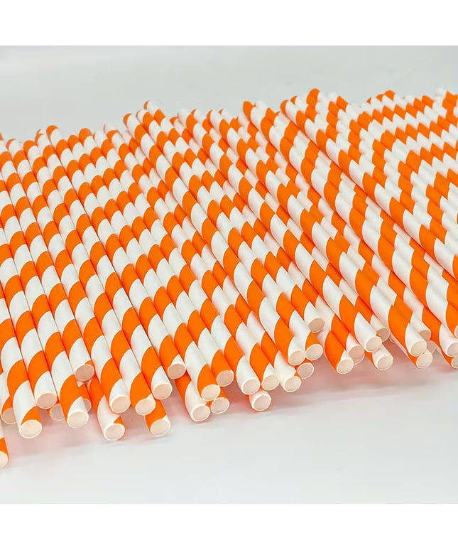 Straws Paper 6mm (Orange & White) 1000's