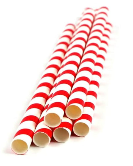 Straws Paper 10mm Jumbo Straw (Red & White Strips) 100's