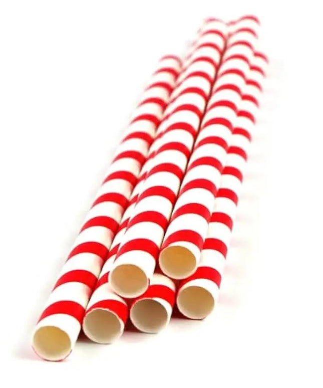 Straws Paper 10mm Jumbo Straw (Red & White Strips) 1000's Value Pack Perth