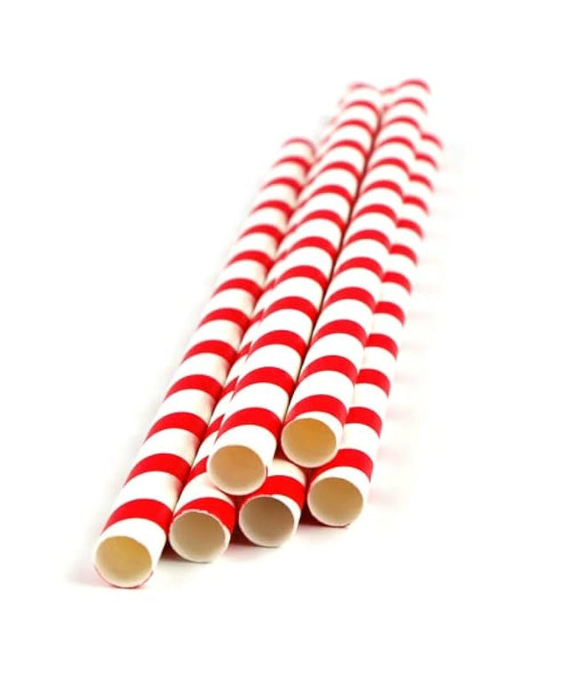 Straws Paper 10mm Jumbo Straw (Red & White Strips) 100's