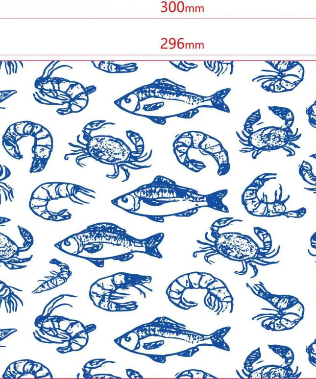Seafood Theme Grease Proof Paper  300mm x 200mm 500's Value Pack Perth