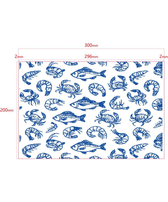 Seafood Theme Grease Proof Paper  300mm x 200mm 500's
