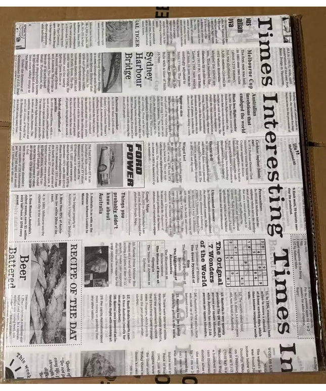 Greaseproof Paper Newsprint 400 x 330mm 800's Value Pack Perth