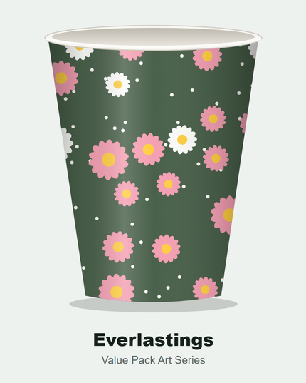 Art Series Single Wall Coffee Cup – 16oz, 90mm, Mixed Designs (1000/ctn)