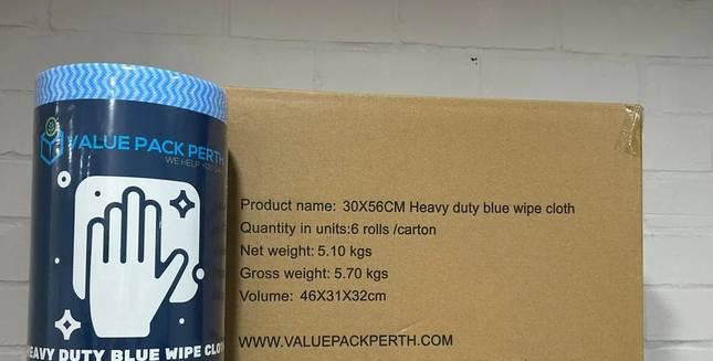 Heavy-Duty Cleaning Wipe Roll – 45m, 60gsm (6 rolls/ctn)