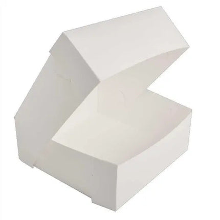 Flat Cake Box Plain - White 10x10x5 inch