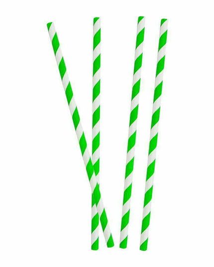 Straws Paper 6mm (Green & White) 100's