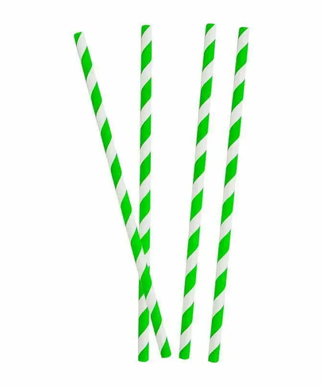 Straws Paper 6mm (Green & White) 1000's Value Pack Perth