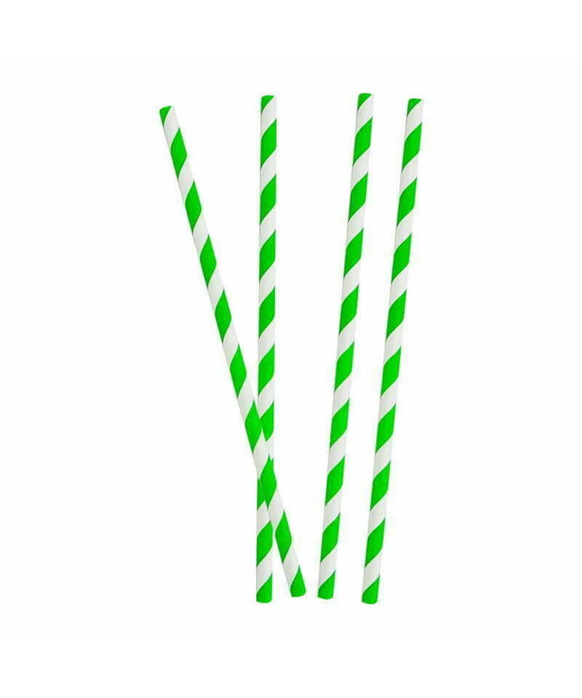 Straws Paper 6mm (Green & White) 100's