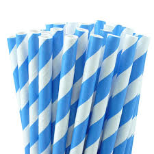 Straws Paper 10mm Jumbo Straw (Blue & White) 100's