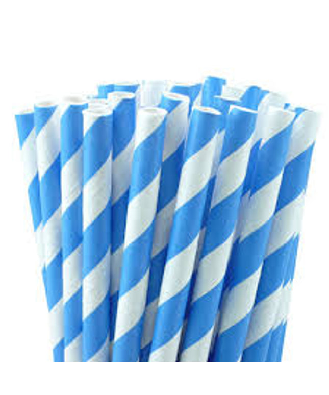 Straws Paper 10mm Jumbo Straw (Blue & White) 100's