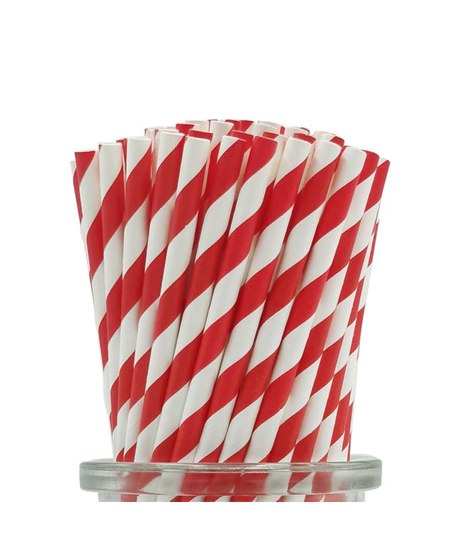 Straws Paper 6mm (Red & White) 100's