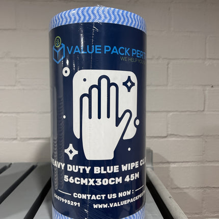 Heavy Duty Blue Wipe Clothes 56cmx30cm 45 Meter Roll - Value Pack Perth