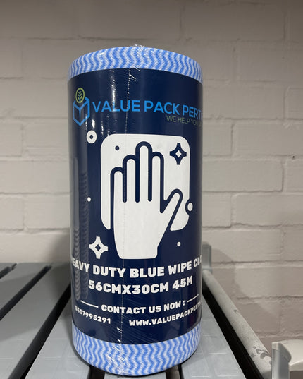 Heavy Duty Blue Wipe Clothes 56cmx30cm 45 Meter Roll - Value Pack Perth