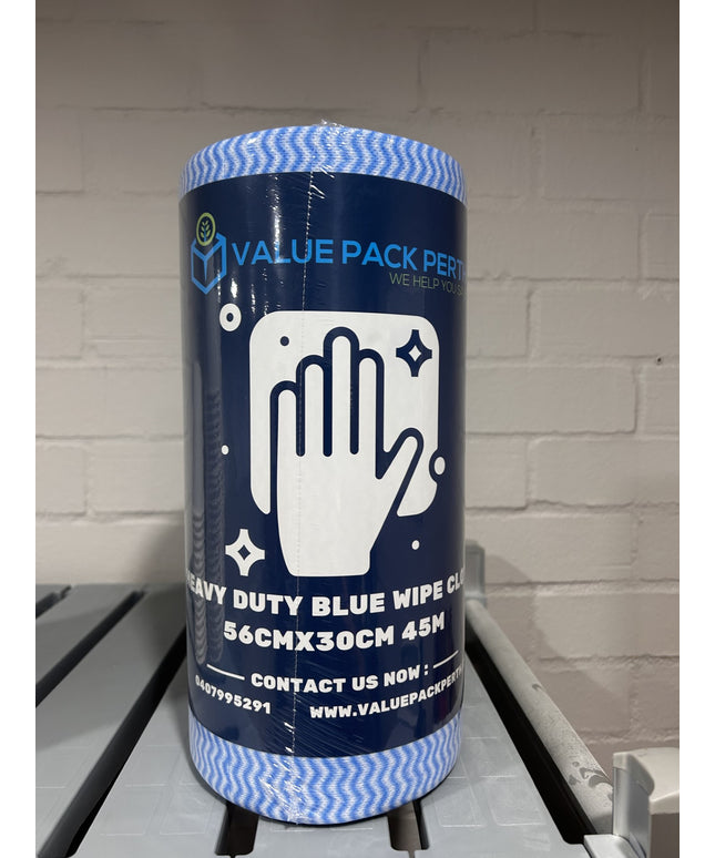 Heavy Duty Blue Wipe Clothes 56cmx30cm 45 Meter Roll - Value Pack Perth
